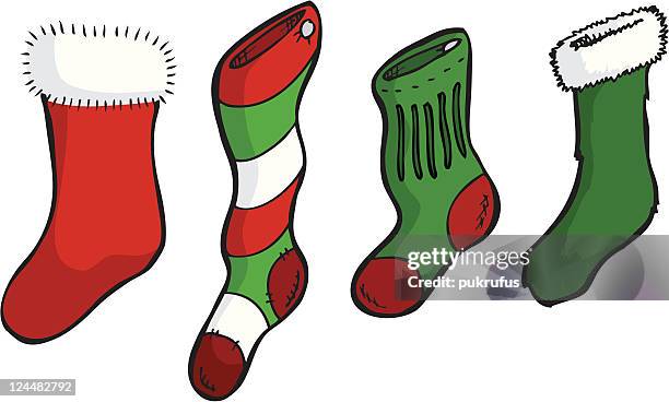 bildbanksillustrationer, clip art samt tecknat material och ikoner med christmas stockings - damstrumpor