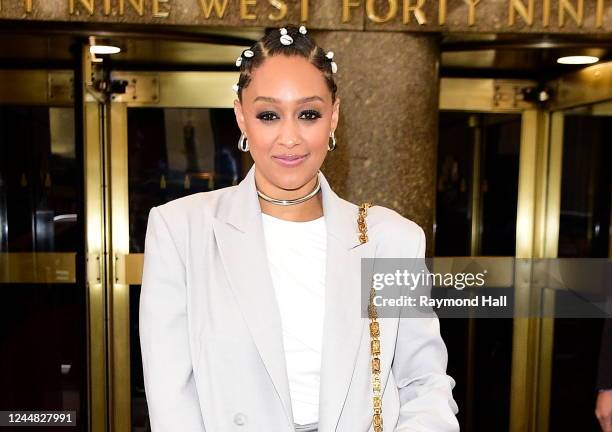 Tia Mowry is seen outside "The Today Show" on November 16, 2022 in New York City.
