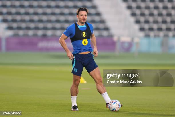 Jack Grealish of England during the England Training Session at Al Wakrah Stadium on November 16, 2022 in Doha, Qatar.