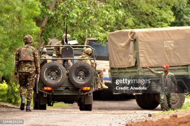 Military troops are seen after a military plane, carrying Military troops sent by Kenya to the eastern Democratic Republic of the Congo to prevent...