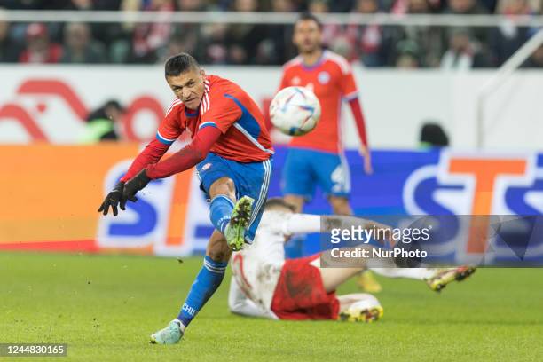 Alexis Sanchez during the friendly match between Poland v Chile, in Warsaw, Poland, on November 16, 2022.