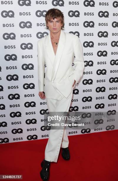 Jordan Barrett attends the GQ Men Of The Year Awards in association with BOSS at The Mandarin Oriental Hyde Park on November 16, 2022 in London,...