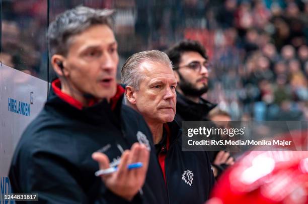 Head Coach Geoff Ward of Lausanne HC looks on during the National League match between Lausanne HC and HC Lugano at Vaudoise Arena on November 16,...