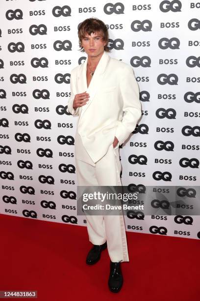 Jordan Barrett attends the GQ Men Of The Year Awards in association with BOSS at The Mandarin Oriental Hyde Park on November 16, 2022 in London,...