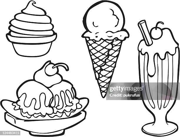ilustraciones, imágenes clip art, dibujos animados e iconos de stock de helado de trazado - helado comida dulce congelada