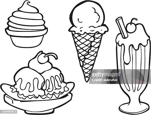 のアイスクリーム線画 - ミルクセーキ点のイラスト素材／クリップアート素材／マンガ素材／アイコン素材