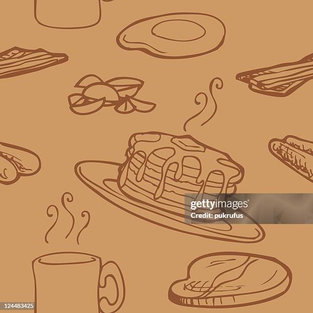 seamless breakfast background - pancakes stock illustrations