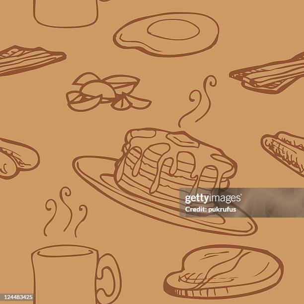 seamless breakfast background - breakfast background stock illustrations