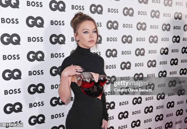 Sydney Sweeney attends the GQ Men Of The Year Awards in association with BOSS at The Mandarin Oriental Hyde Park on November 16, 2022 in London,...