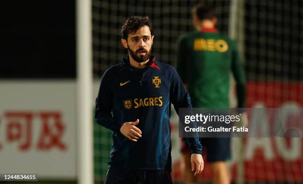 Bernardo Silva of Portugal during the Portugal Training and Press Conference at Cidade do Futebol FPF on November 16, 2022 in Oeiras, Portugal.