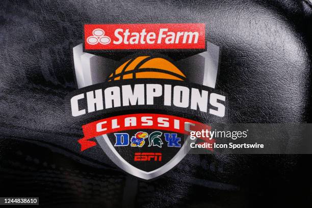 The State Farm Champions Classic Logo on display during the men's Champions Classic college basketball game between the Kentucky Wildcats and...