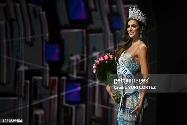 The new Miss Venezuela Diana Silva, representative of the Capital District, poses after being crowned during the Miss Venezuela 2022 beauty pageant...