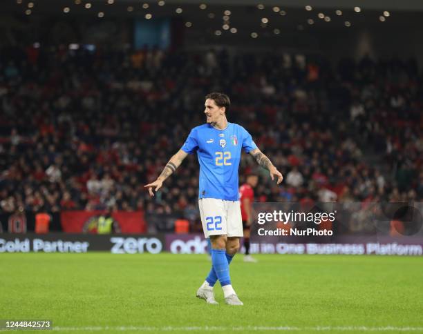 Nicolo Zaniolo of Italy during the football friendly football game between the national teams of Albania and Italy, at Air Albania Stadium on 15...