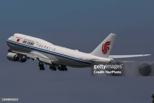 Boeing 747-400 carrying Chinese President Xi Jinping is pictured leaving the I Gusti Ngurah Rai Airport following the G20 Leaders Summit in Bali,...