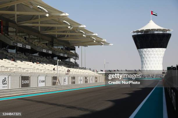 View of the circuit before the Formula 1 Abu Dhabi Grand Prix at Yas Marina Circuit in Abu Dhabi, United Arab Emirates on November 17, 2022.