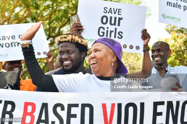 Lindiwe Zulu, Minister of Social Development of South Africa during the thousands of men march against gender-based violence and femicide on November...