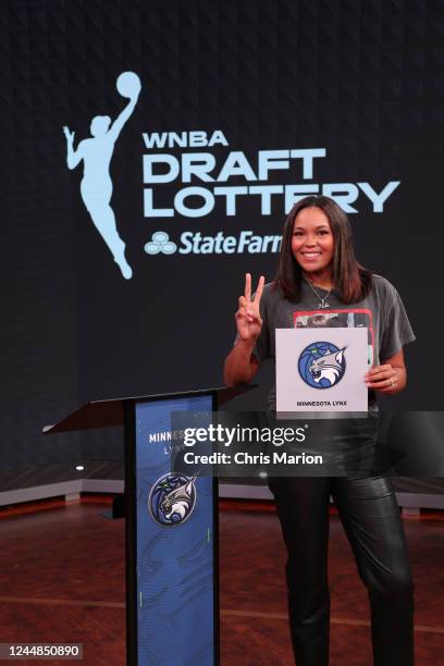 Napheesa Collier of the Minnesota Lynx gets the number 2 pick during the 2023 WNBA Draft Lottery on November 11, 2022 at ESPN in Bristol,...