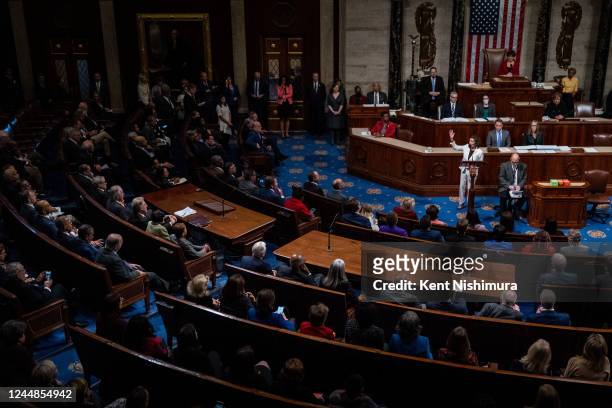 Speaker of the House Nancy Pelosi delivers remarks from the floor of the House Chamber of the U.S. Capitol Building on Thursday, Nov. 17, 2022 in...