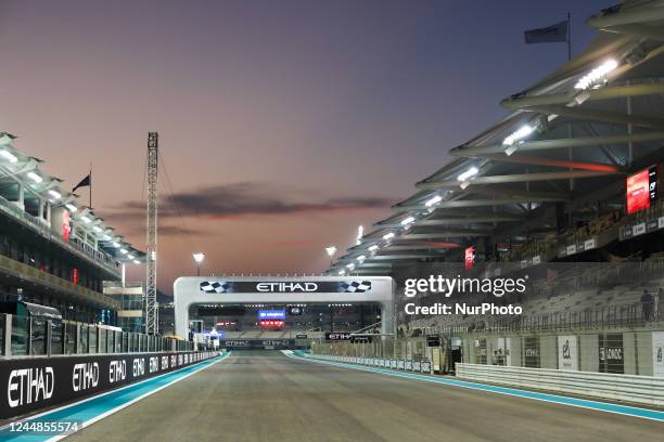 View of the circuit before the Formula 1 Abu Dhabi Grand Prix at Yas Marina Circuit in Abu Dhabi, United Arab Emirates on November 17, 2022.