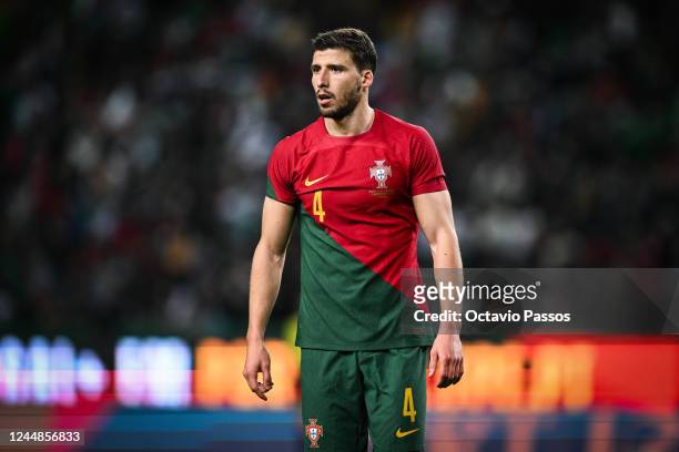 Ruben Dias of Portugal in action during the friendly match between Portugal and Nigeria at Estadio Jose Alvalade on November 17, 2022 in Lisbon,...