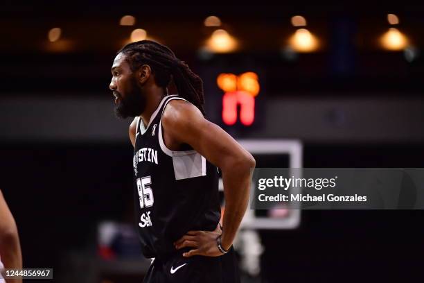 Austin, TX Kenneth Faried of the Austin Spurs looks on during the game against the Birmingham Squadron on November 17, 2022 at HEB Center , Austin...