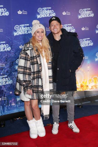 Stacey Solomon and Joe Swash attend the Hyde Park Winter Wonderland 2022 VIP preview night on November 17, 2022 in London, England.