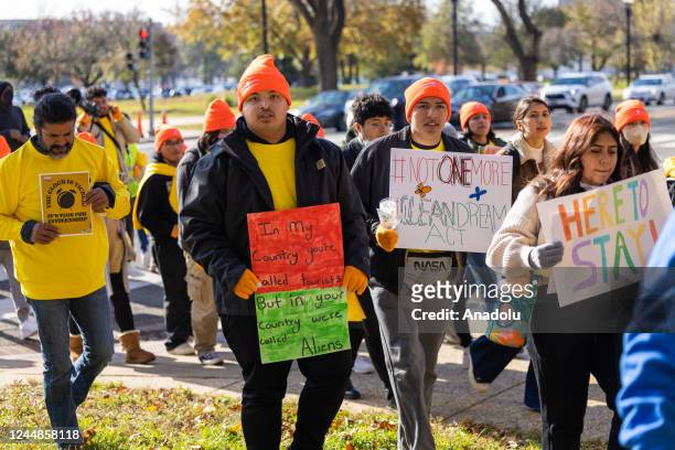 Pro-DACA protestors hold a march outside of the U.S. Capitol Building calling for a pathway to citizenship on November 17th, 2022 in Washington, DC.