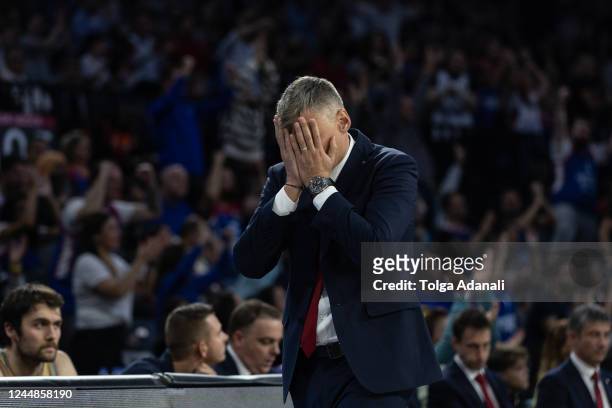 Sarunas Jasikevicius, Head Coach of FC Barcelona in action during the 2022/2023 Turkish Airlines EuroLeague Regular Season Round 8 match between...