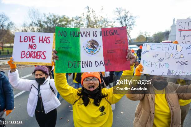 Pro-DACA protestors hold a march outside of the U.S. Capitol Building calling for a pathway to citizenship on November 17th, 2022 in Washington, DC.