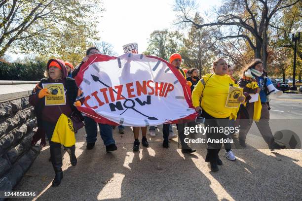 Pro-DACA protestors hold a march outside of the U.S. Capitol Building calling for a pathway to citizenship on November 17th, 2022 in Washington, DC.