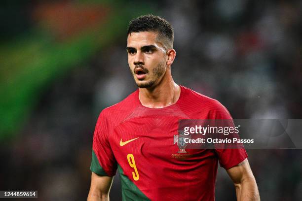 Andre Silva of Portugal in action during the friendly match between Portugal and Nigeria at Estadio Jose Alvalade on November 17, 2022 in Lisbon,...