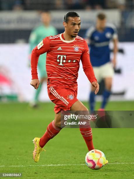 Leroy Sane of FC Bayern Munchen during the Bundesliga match between FC Schalke 04 and FC Bayern Mnchen at Veltins-Arena on November 12, 2022 in...