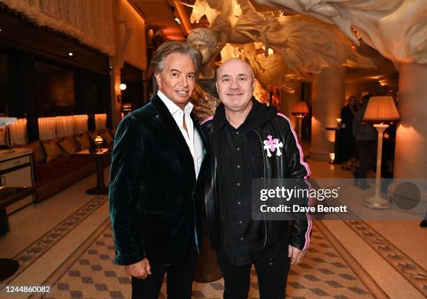 Richard Caring and Damien Hirst attend Bacchanalia London's grand opening party on November 17, 2022 in London, England.