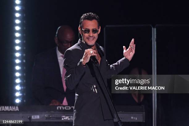 Singer Marc Anthony performs on stage during the 23rd Annual Latin Grammy awards at the Mandalay Bay's Michelob Ultra Arena in Las Vegas, Nevada, on...