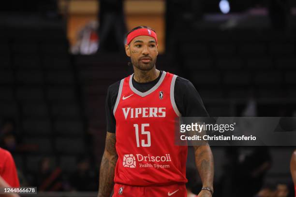 Willie Cauley Stein of the Rio Grande Valley Vipers reacts on the floor against the Memphis Hustle at Bert Ogden Arena in Edinburg, Texas. During an...