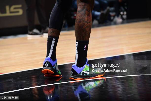 The sneakers worn by John Wall of the LA Clippers during the game against the Detroit Pistons on November 17, 2022 at Crypto.Com Arena in Los...