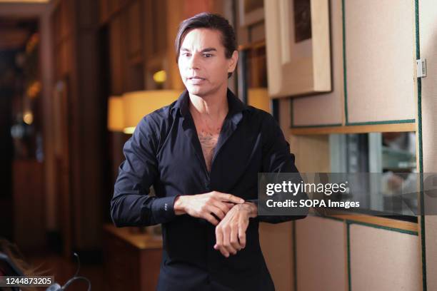 Singer, Julio Iglesias Jr. Poses during the presentation of the new jewelry collection of the Ghost brand in Madrid.