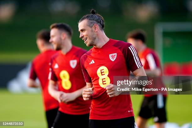 Wales' Gareth Bale during a training session at the Al Sadd Sports Club, Doha. Picture date: Friday November 18, 2022.