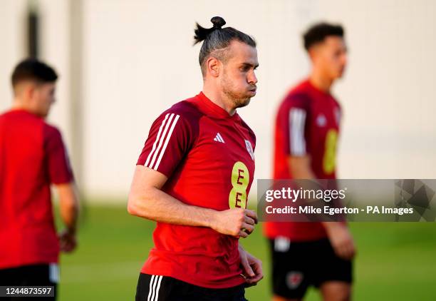 Wales' Gareth Bale during a training session at the Al Sadd Sports Club, Doha. Picture date: Friday November 18, 2022.