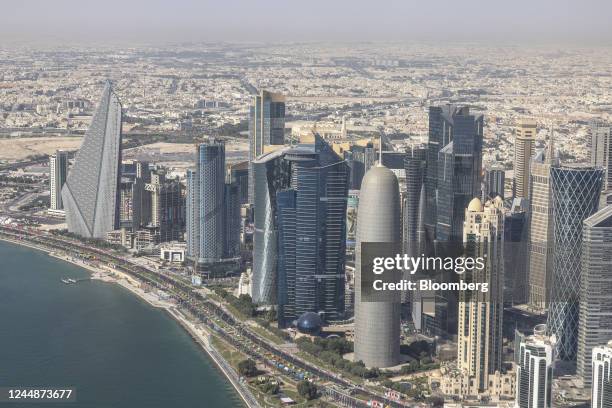 Commercial skyscrapers of the Qatar Financial Centre on the city shoreline in Doha, Qatar, on Friday, Nov. 18, 2022. The FIFA World Cup Qatar 2022...