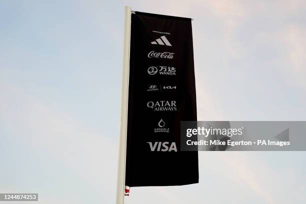 General view of the World Cup sponsors on a banner ahead of the FIFA World Cup 2022 in Qatar. Picture date: Friday November 18, 2022.