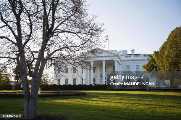 The North Lawn of the White House in Washington, DC, on November 18, 2022. - Naomi Biden granddaughter of US President Joe Biden, will marry Peter...