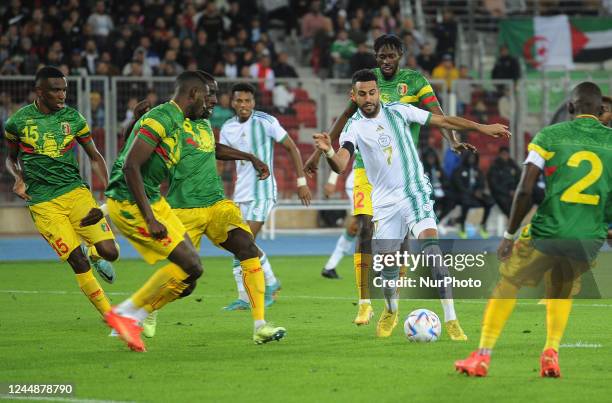 Algeria's Riyad Mahrez competes during the friendly match between Algeria and Mali at Miloud Hadefi Stadium in Oran, Algeria, Nov. 16, 2022