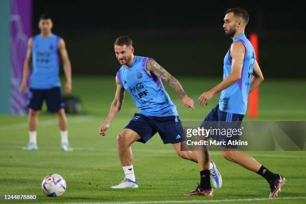 Alexis Mac Allister of Argentina during the Argentina Training Session at Qatar University training site 3 on November 18, 2022 in Doha, Qatar.