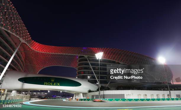 View of the circuit during the second practice before the Formula 1 Abu Dhabi Grand Prix at Yas Marina Circuit in Abu Dhabi, United Arab Emirates on...