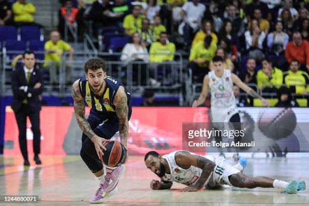Scottie Wilbekin, #3 of Fenerbahce Beko Istanbul in action with Derrick Williams, #8 of Panathinaikos BC Athens during the 2022/2023 Turkish Airlines...