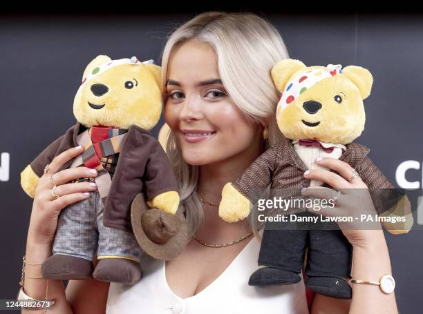Doctor Who companion Millie Gibson with Doctor Who themed Pudsey Bears at the BBC Children In Need telethon at BBC Studios in Salford. Picture date:...