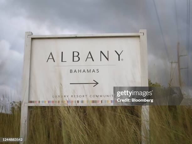 Signage for the Albany Bahamas resort in New Providence, Bahamas, on Thursday, Nov. 17, 2022. For the Bahamas, the collapse of one of its most...