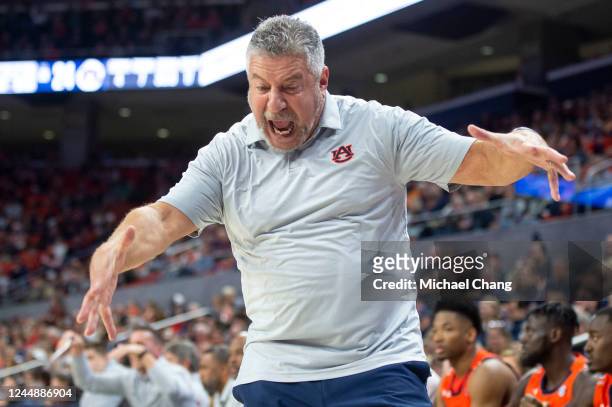 Head coach Bruce Pearl of the Auburn Tigers reacts during the first half of their game against the Texas Southern Tigers at Neville Arena on November...