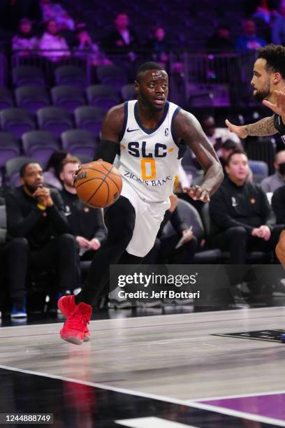 Rawle Alkins of the Salt Lake City Stars drives to the basket during the game against the G League Ignite on November 18, 2022 at The Dollar Loan...